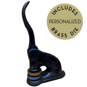 Fully customizable, personalized antique embosser. Upgrade to a different model embosser to better suit your project.