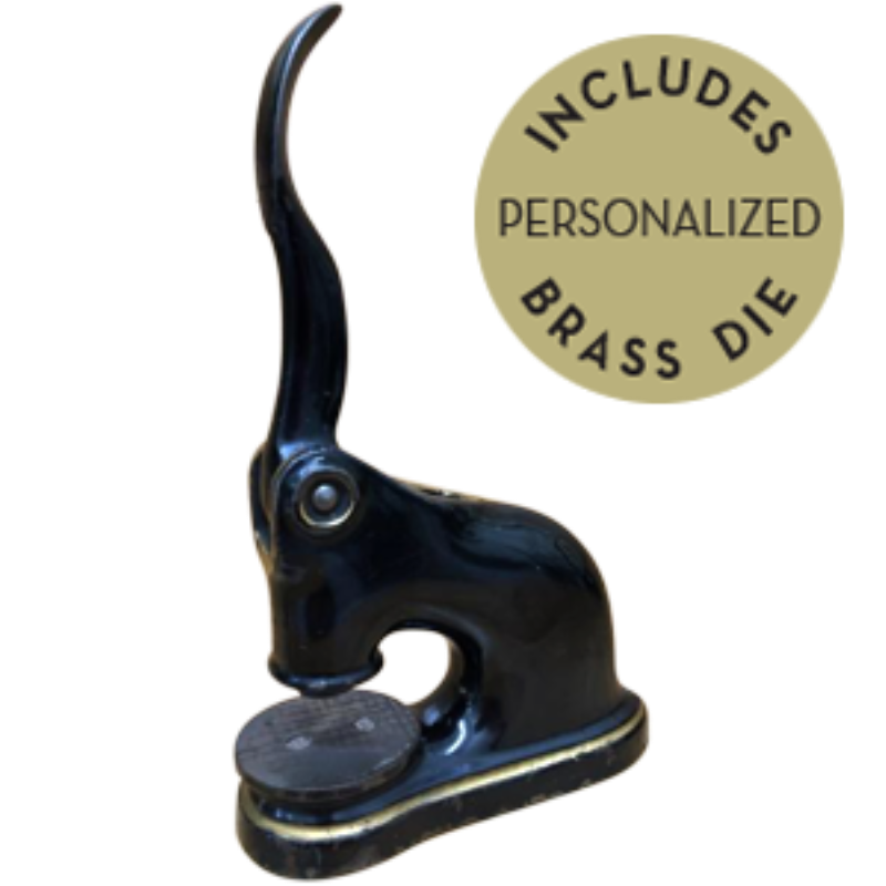 Fully customizable, personalized antique embosser. Upgrade to a different model embosser to better suit your project.