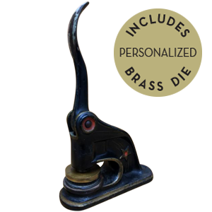Fully customizable, personalized antique embosser. Upgrade to a different model embosser to better suit your project.