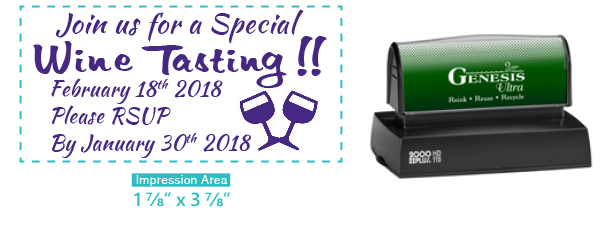 Print Quality stamps perfect for any artwork project. Add your text and artwork or select from one of our many layouts. Oil based ink. Resists water damage and tampering. 
One day service. Free shipping with 
$75.00 or more.
swrubberstamp.com